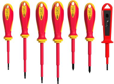 Famex 7734-7 Elektriker Schraubendrehersatz VDE isoliert 1000 V, 7-teilig   -  1 Stück Gratis ab 150,- EUR Bestellwert